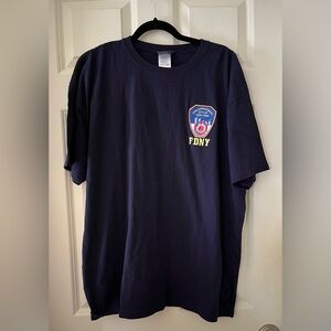 VTG FDNY Fire Department New York Official Navy T-shirt Stitched Patch XL